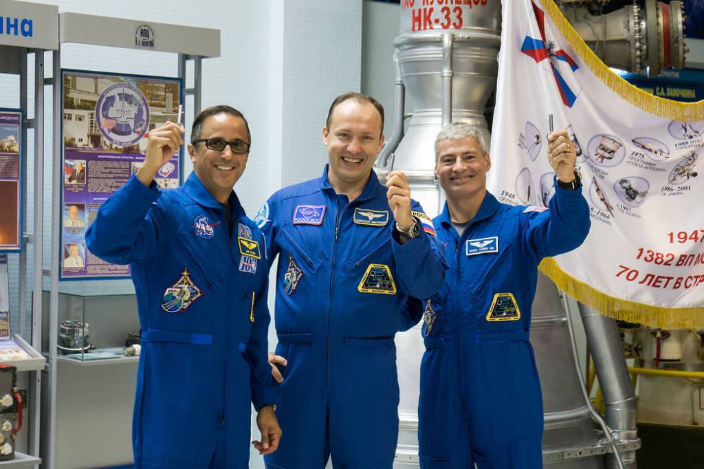 Expedition 53-54 Crew Members In the Korolev Museum