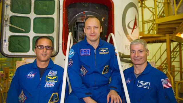 Expedition 53-54 Crew Members In Front of Soyuz MS-06 Spacecraft