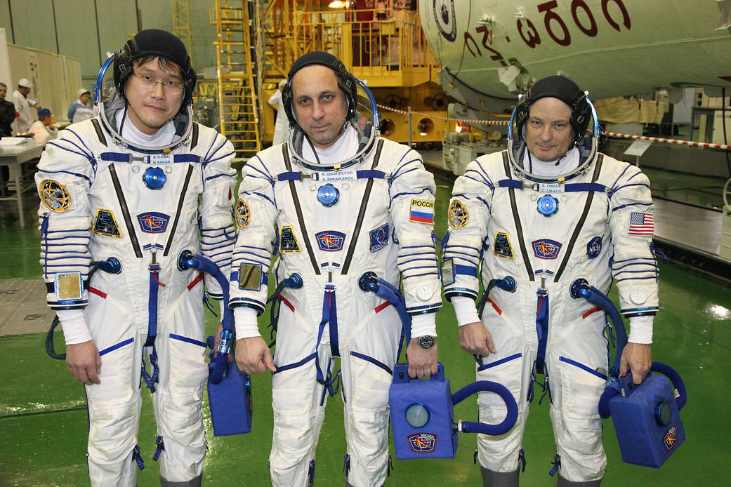 Expedition 54-55 Crew Members During a Fit Check