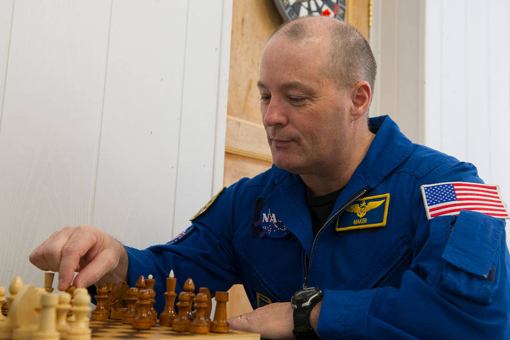 Scott Tingle of NASA Plays Chess in Kazakhstan