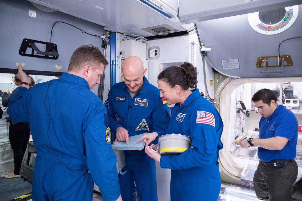 Expedition 56-57 Crew Members Train Inside a Space Station Simulator