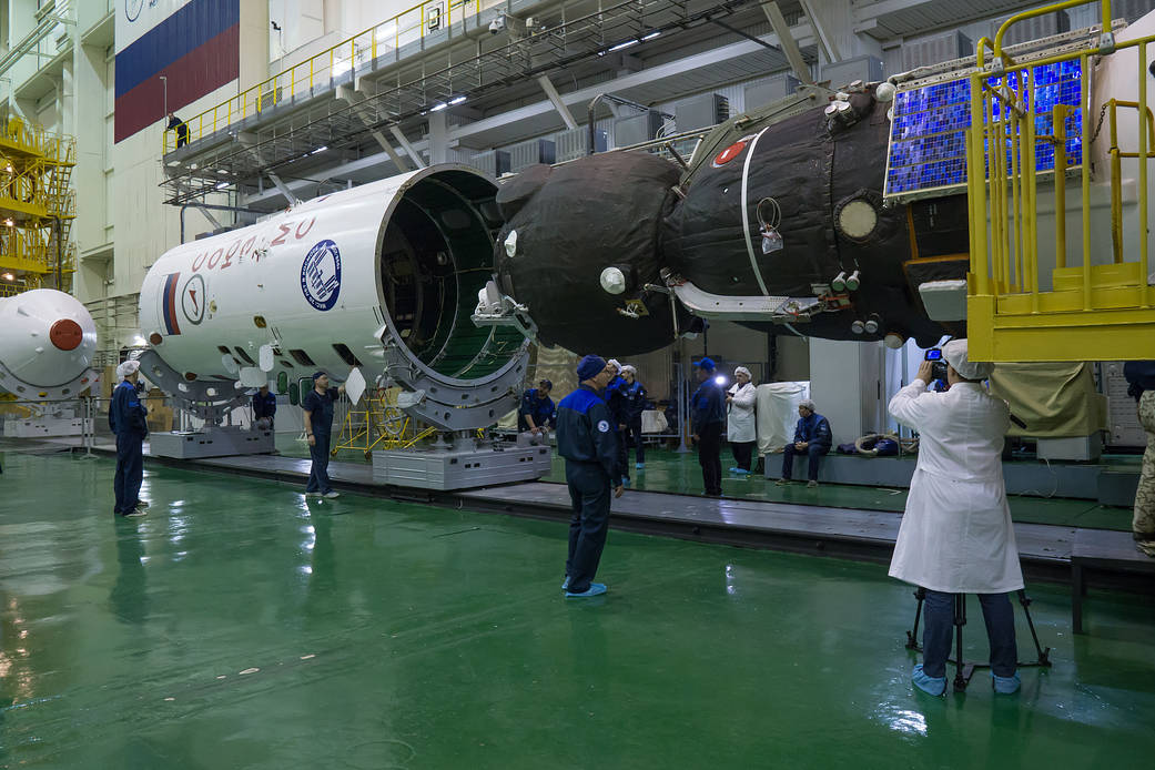 Soyuz Spacecraft Encapsulated in Upper Stage Rocket Booster
