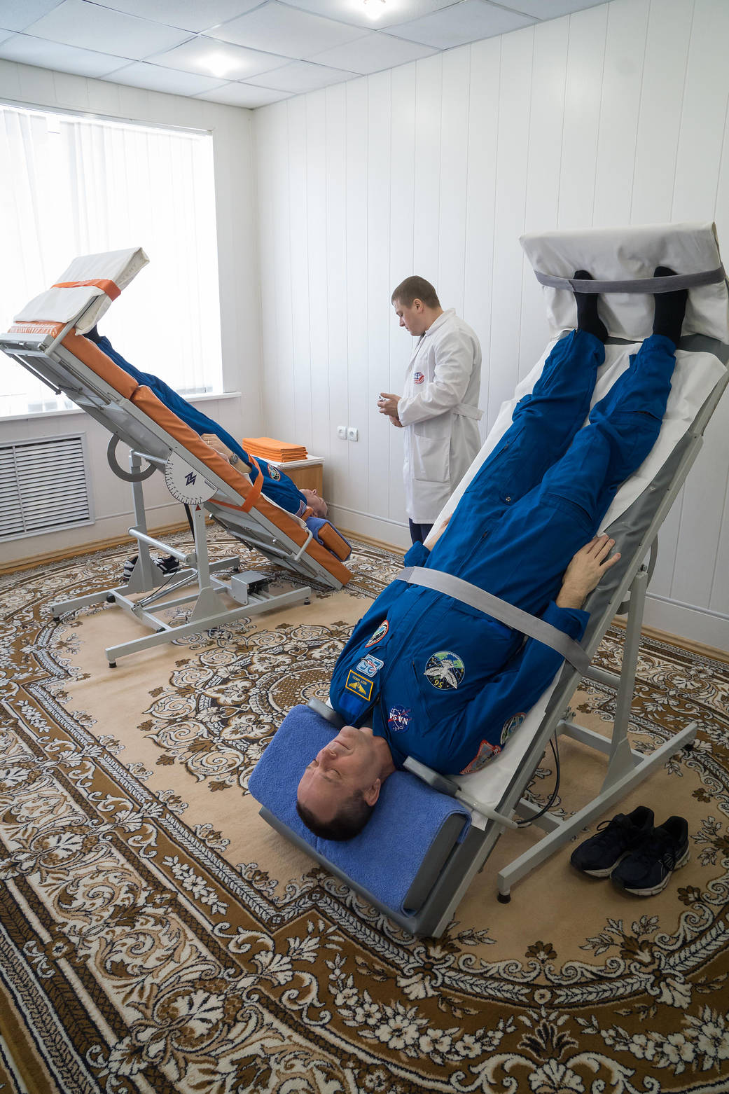 NASA Astronauts Test Vestibular Systems on Tilt Tables