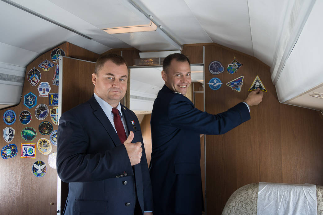 Expedition 57 crew members arrive at their launch site in Baikonur, Kazakhstan