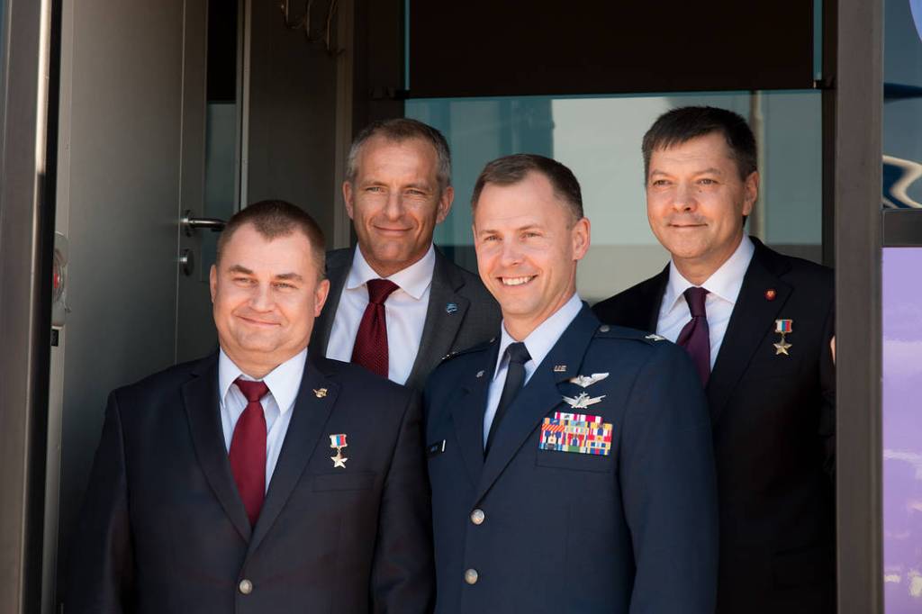 The Expedition 57 prime and backup crews arrive at their launch site in Baikonur, Kazakhstan