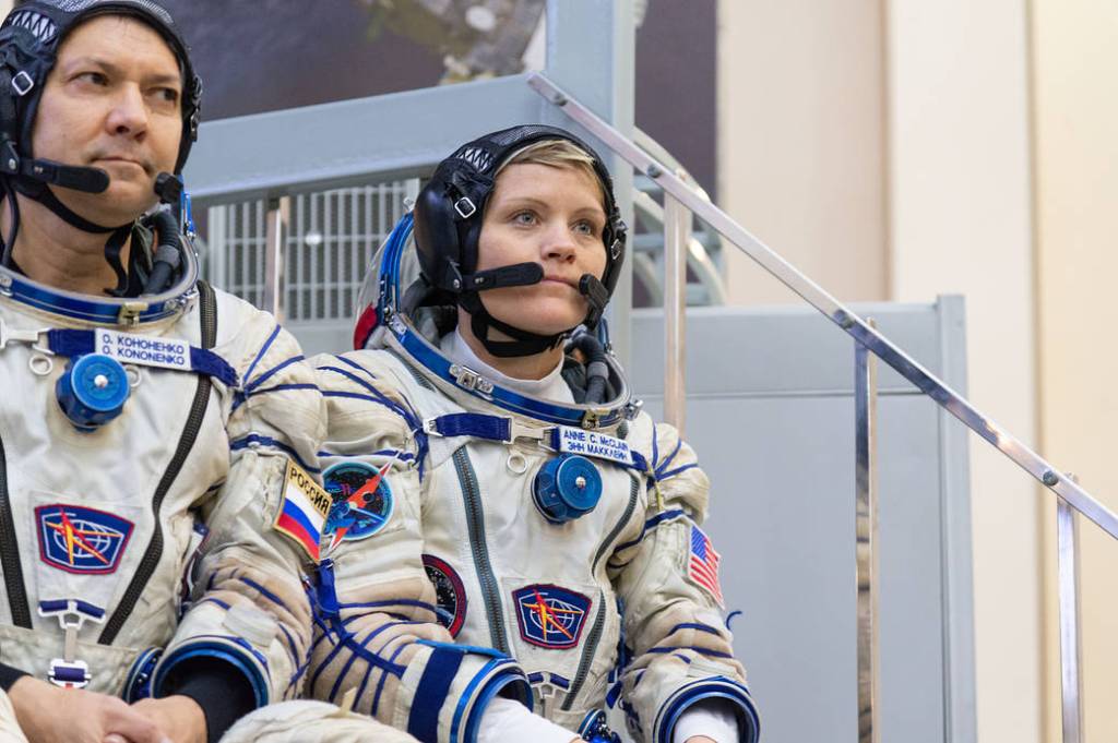 Expedition 58 crew members Oleg Kononenko and Anne McClain