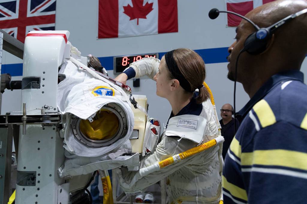 NASA astronaut candidate Kayla Barron participates in spacewalk training