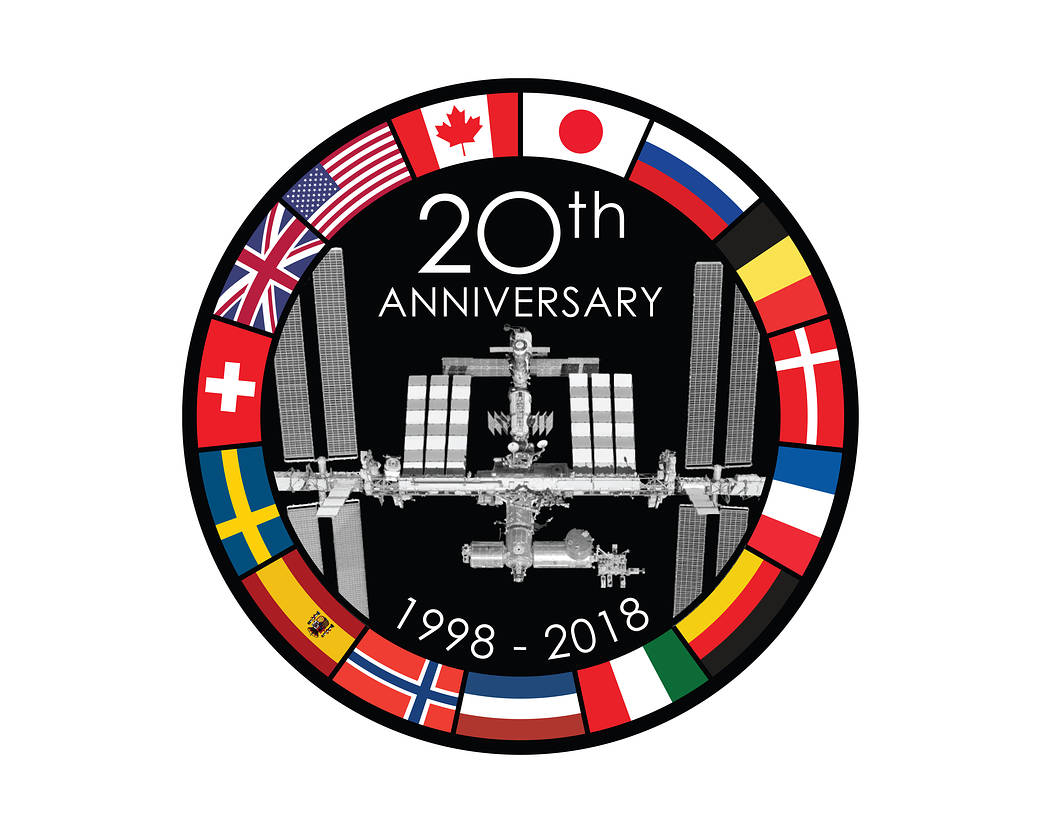 The 20th anniversary logo of the International Space Station