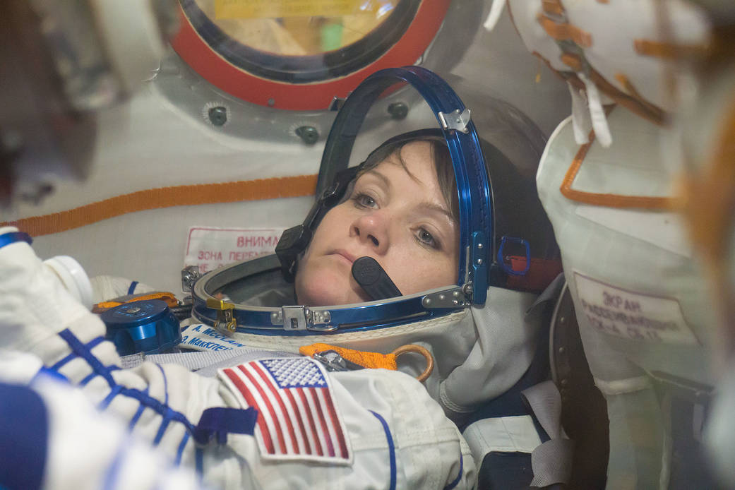 NASA Astronaut Anne McClain in the Soyuz MS-11 spacecraft