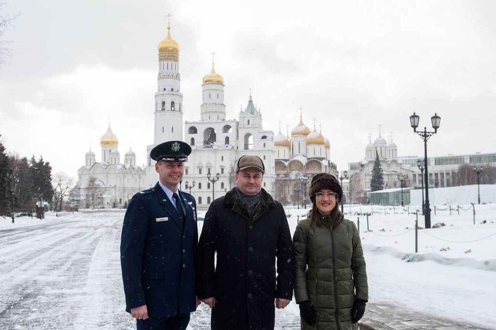 Expedition 59 crew members inside the Kremlin
