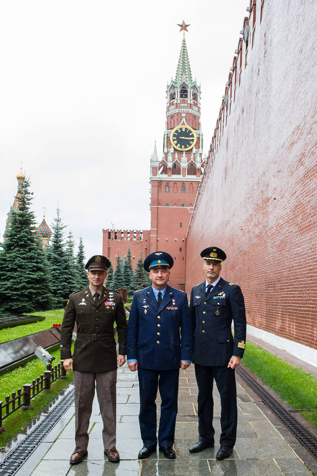 Expedition 60 crewmembers at the Kremlin Wall at Red Square in Moscow