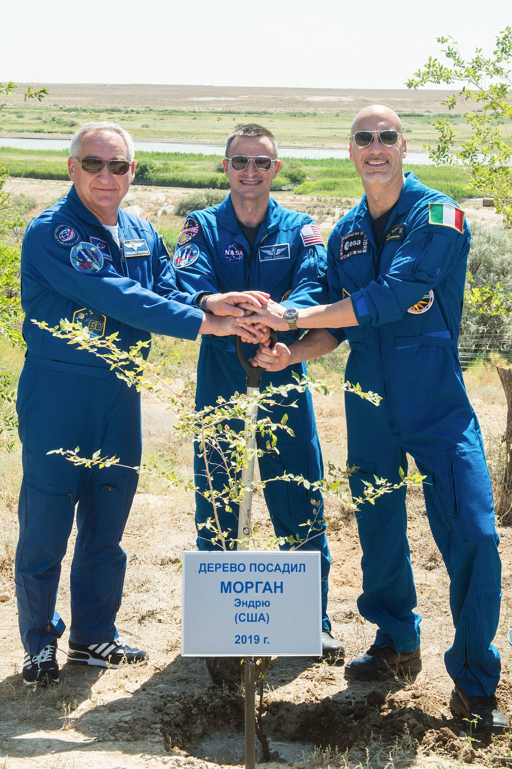 Expedition 60 crewmembers during pre-launch activities