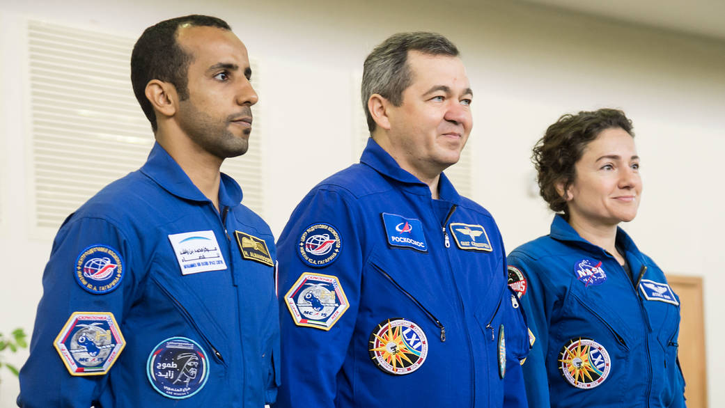 Expedition 61 crewmembers during their final qualification exams