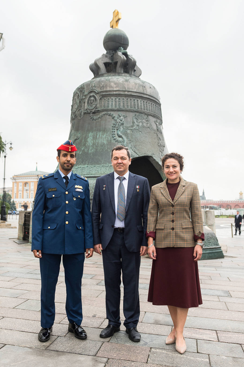 Spaceflight participant Hazzaa Ali Almansoori and Expedition 61 crewmembers Oleg Skripochka and Jessica Meir