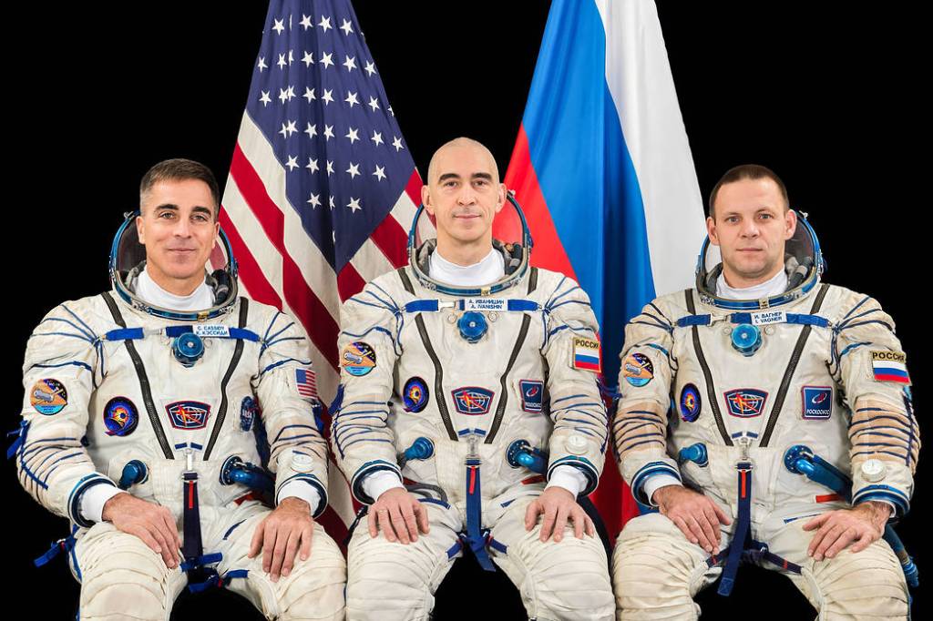 The prime Expedition 63 crewmembers