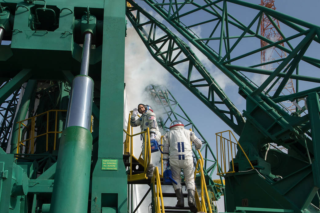 Expedition 63 crewmembers board the Soyuz MS-16 rocket