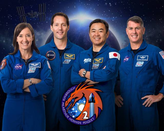 The official portrait of the SpaceX Crew-2 crew members