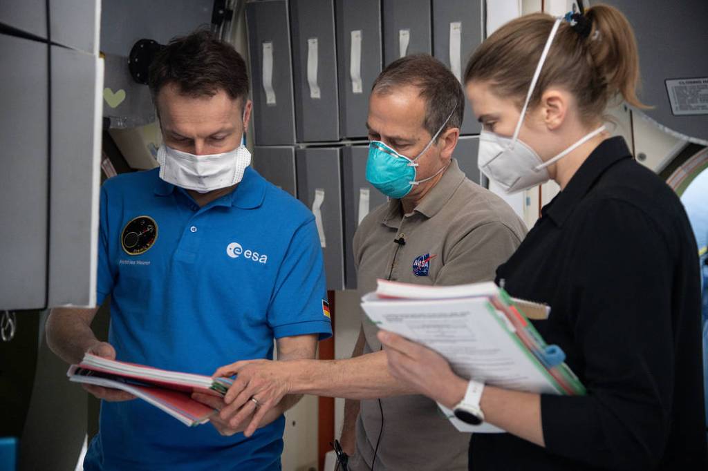 SpaceX Crew-3 astronauts during a training session