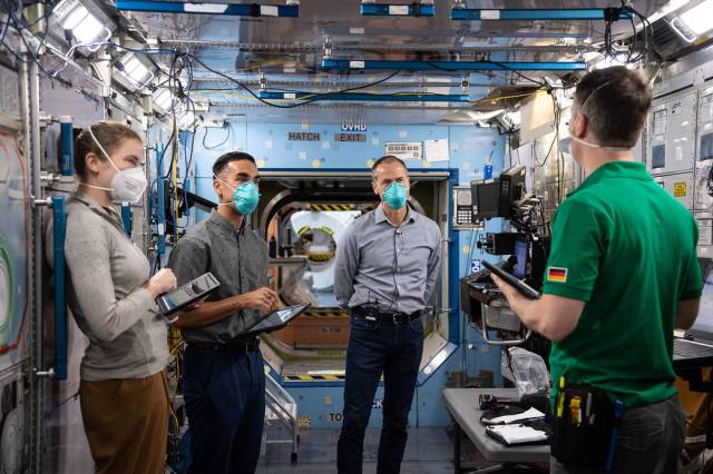 SpaceX Crew-3 astronauts during a training session