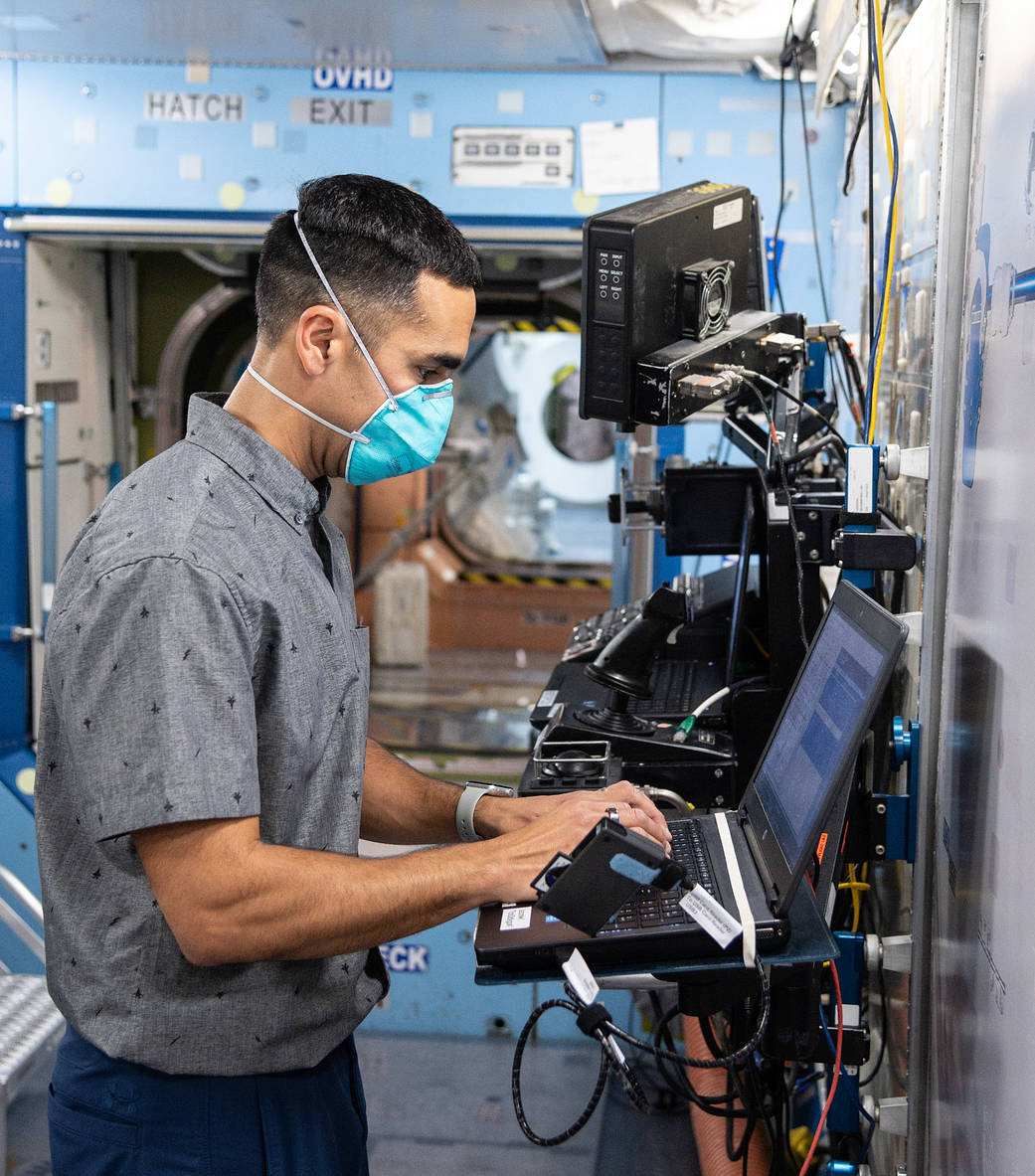 NASA astronaut Raja Chari is pictured during a training session