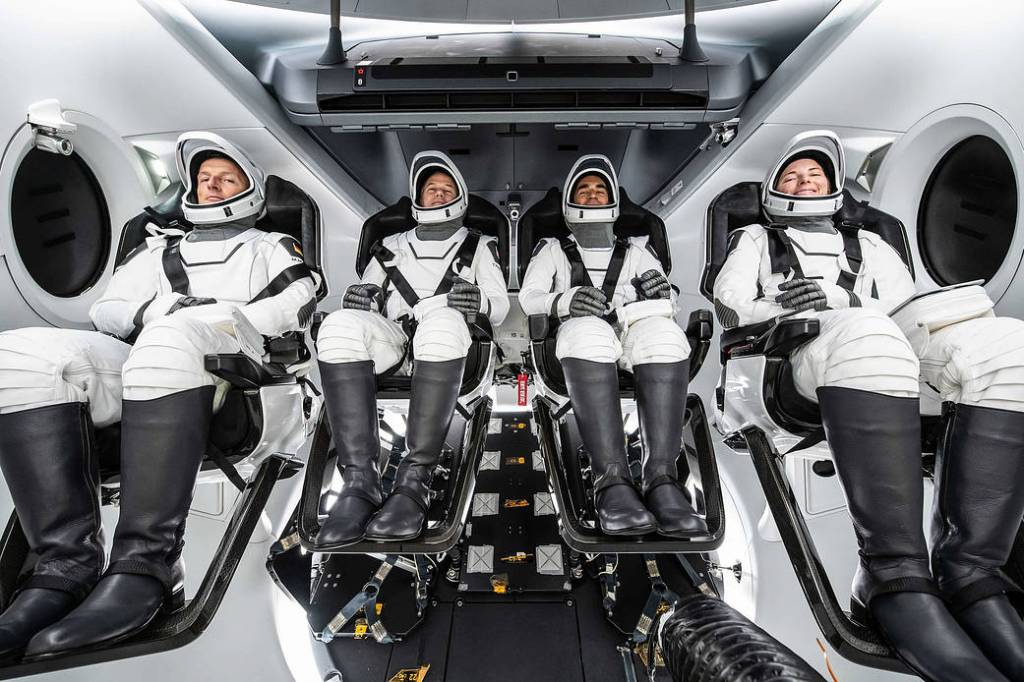 SpaceX Crew-3 astronauts inside the Crew Dragon spacecraft
