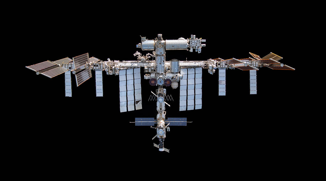 The station pictured from the SpaceX Crew Dragon
