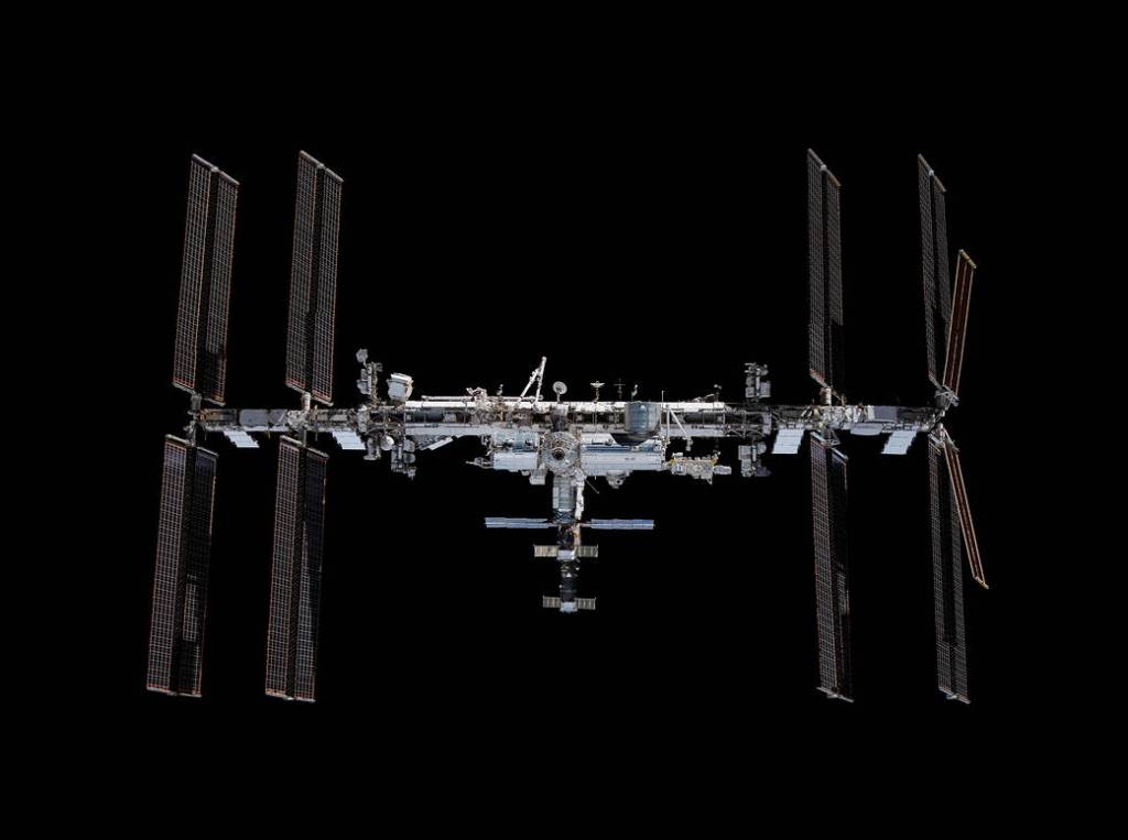 The station pictured from the SpaceX Crew Dragon