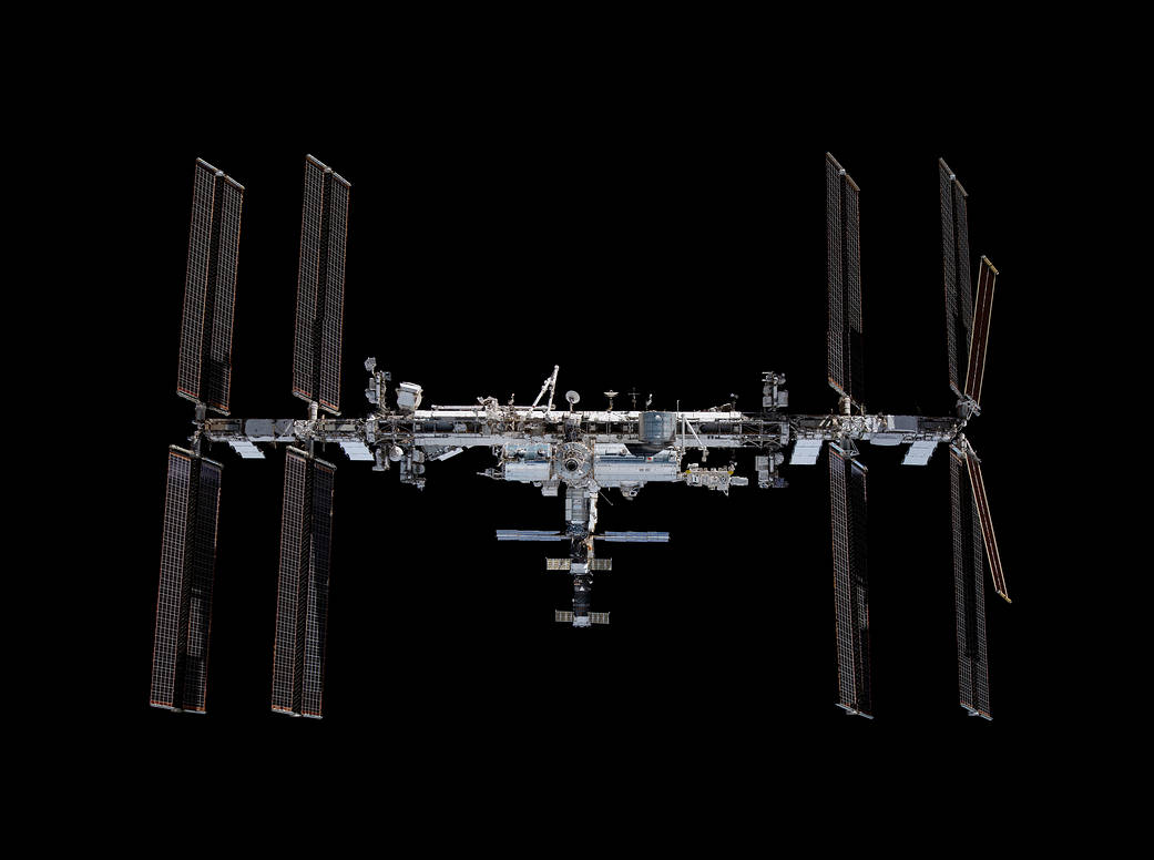 The station pictured from the SpaceX Crew Dragon