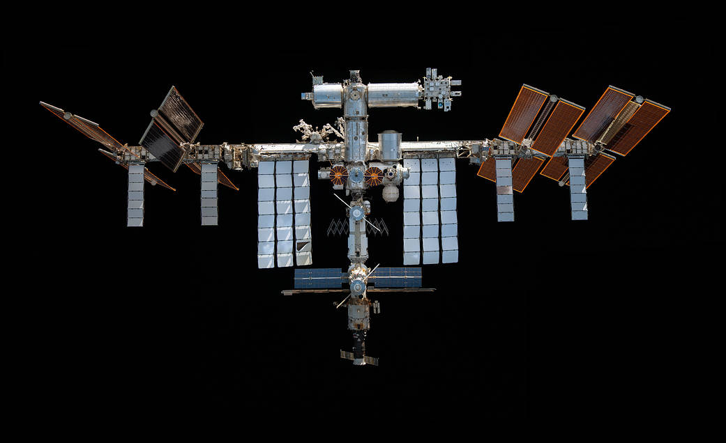 The station pictured from the SpaceX Crew Dragon