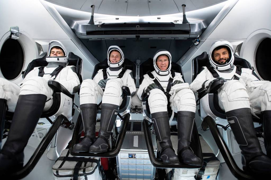 The four SpaceX Crew-6 crew members pose for a photo