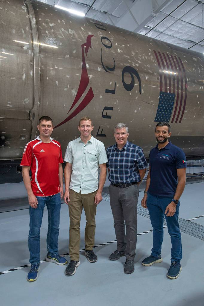 The four SpaceX Crew-6 crew members pose for a photo