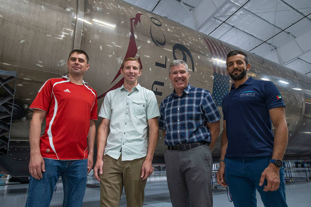 The four SpaceX Crew-6 crew members pose for a photo