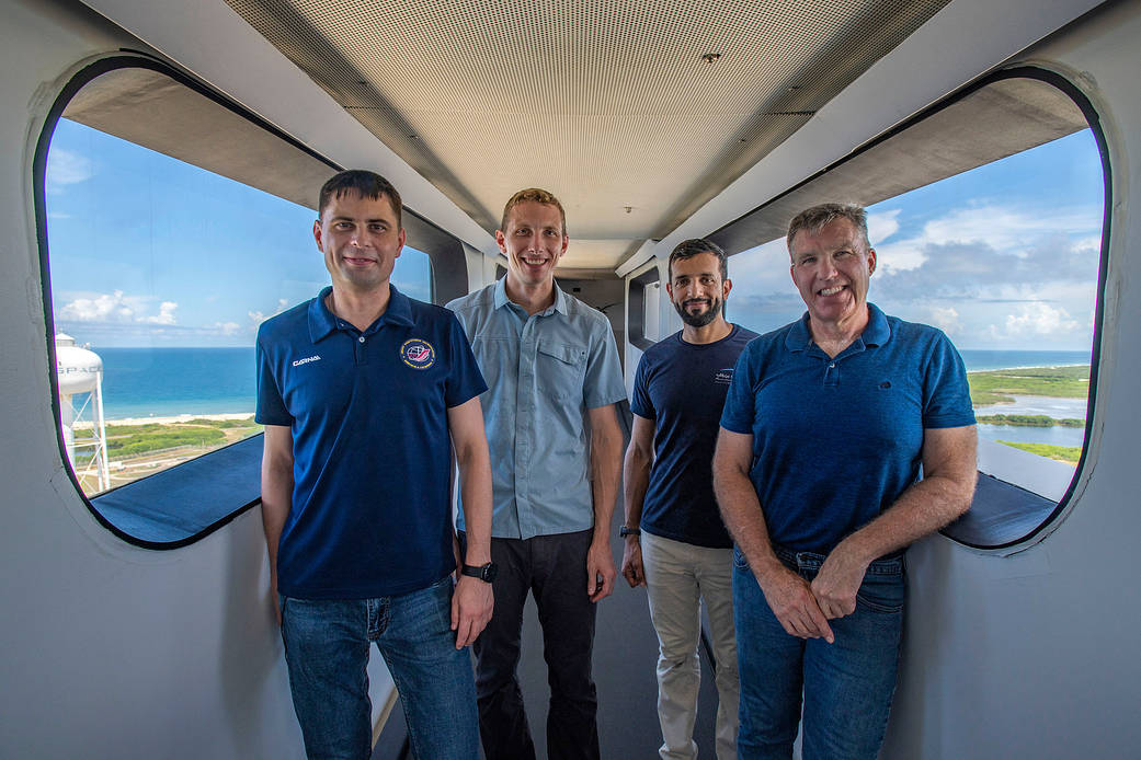 The four SpaceX Crew-6 crew members pose for a photo