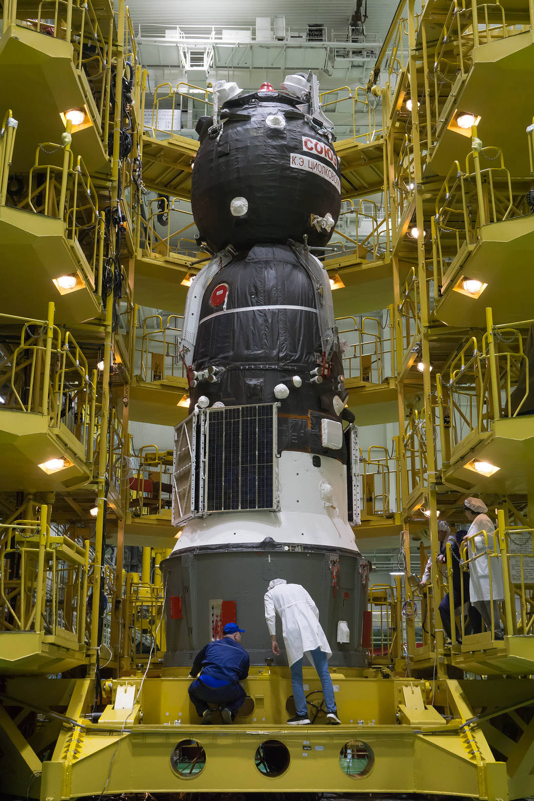 The Soyuz MS-22 spacecraft at the Integration Facility
