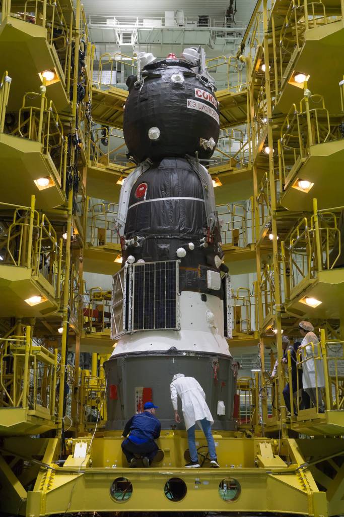 The Soyuz MS-22 spacecraft at the Integration Facility