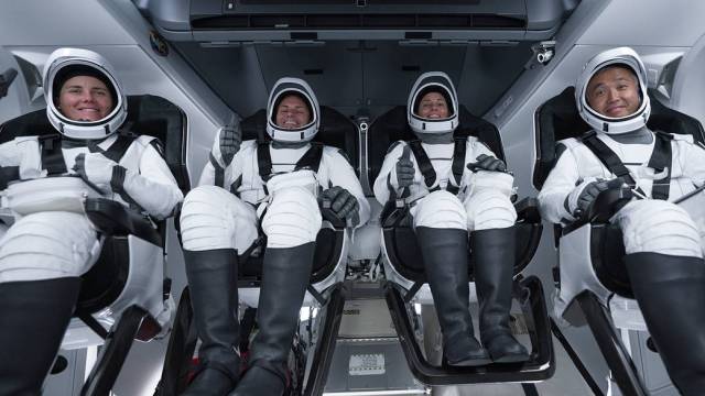 SpaceX Crew-5 members seated inside the Dragon Endurance