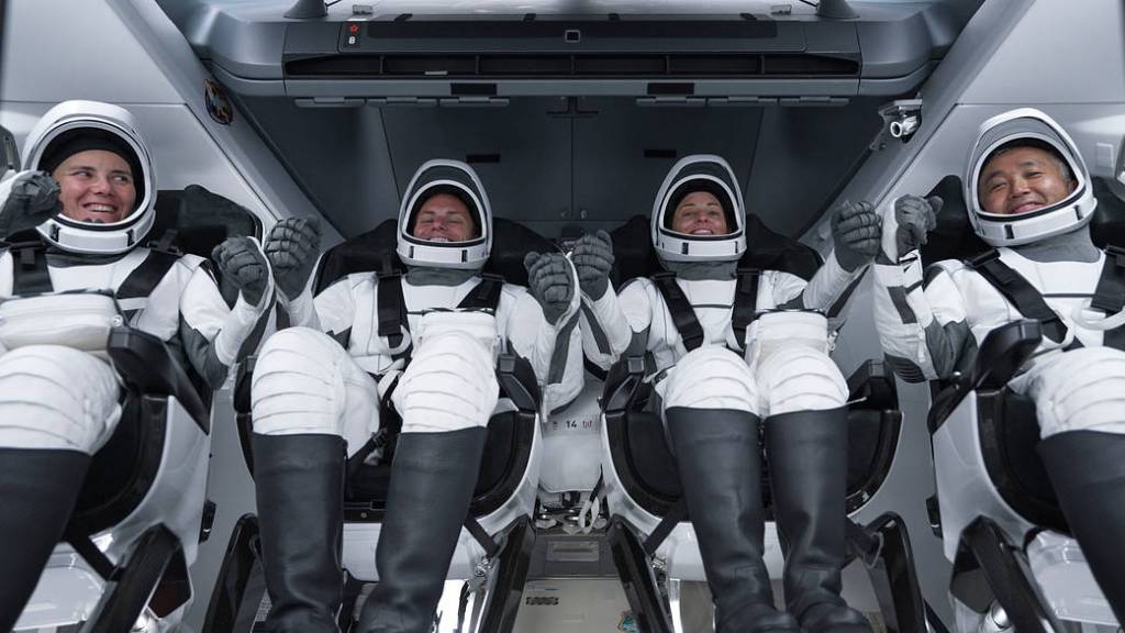 SpaceX Crew-5 members seated inside the Dragon Endurance