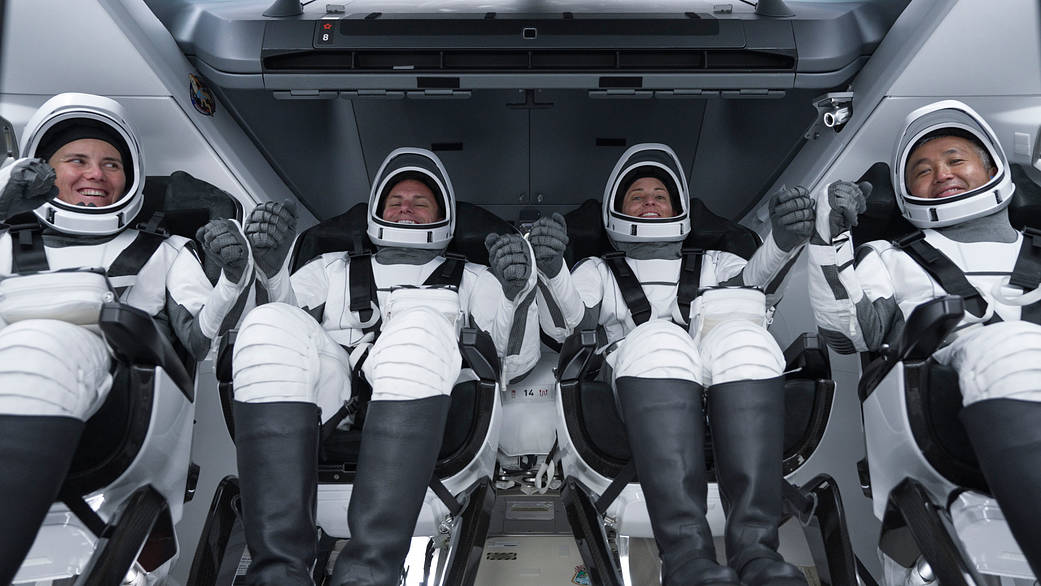 SpaceX Crew-5 members seated inside the Dragon Endurance