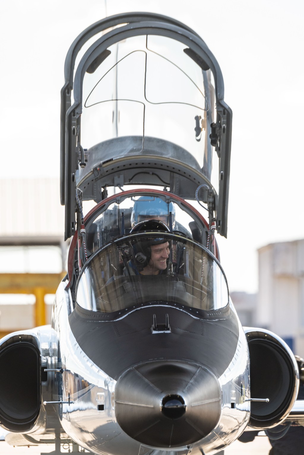 Photographic documentation of Crew-8 astronauts Matthew Dominick and Mike Barratt in T-38 pre-flight ops at Ellington Field.