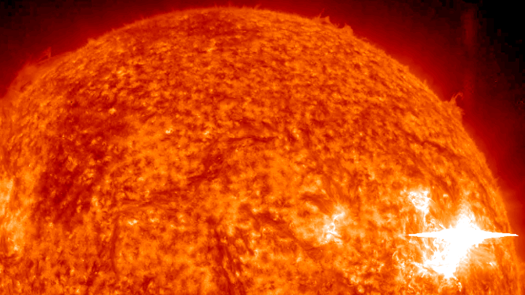 A solar flare erupted on the far side of the sun on June 4, 2011, and sent solar neutrons out into space.