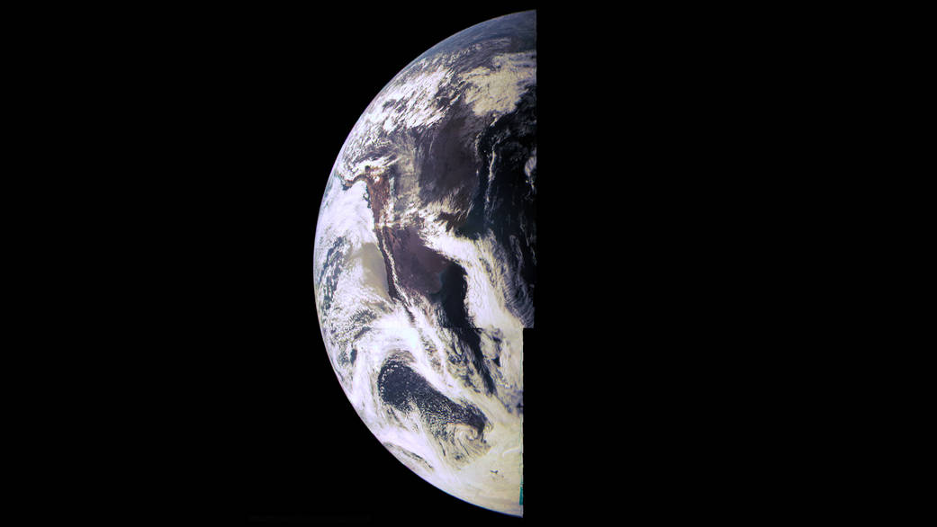 This image of the Earth was acquired by the JunoCam camera 