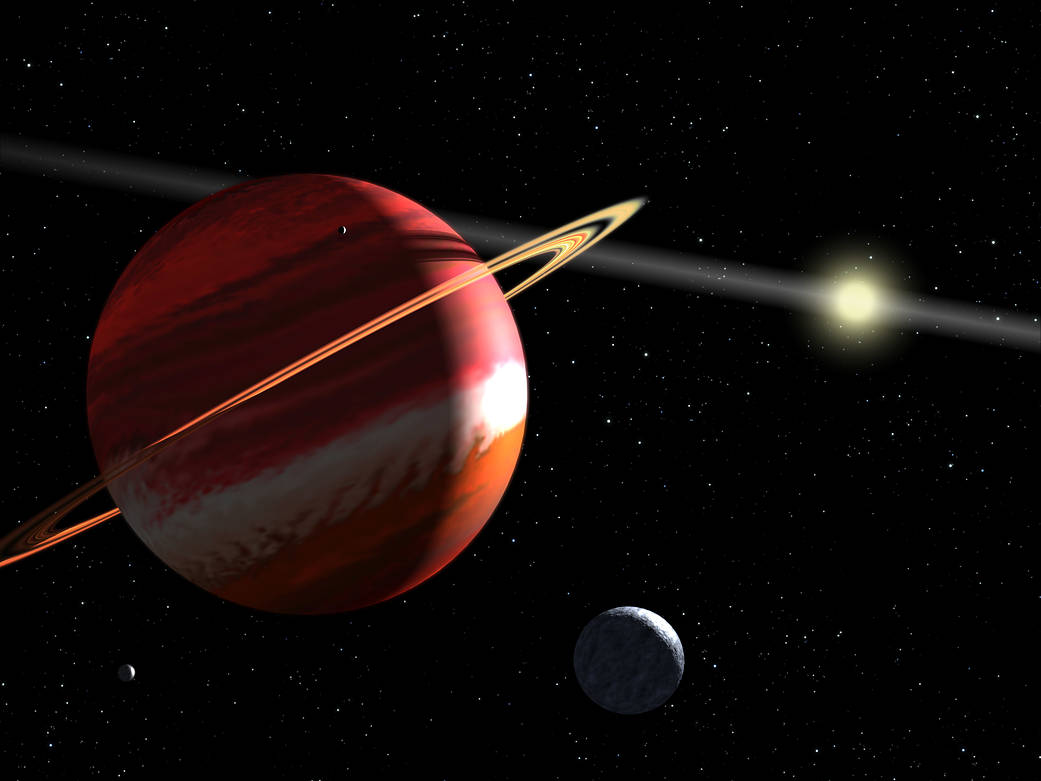 artist's concept of a Jupiter-mass planet orbiting the nearby star Epsilon Eridani