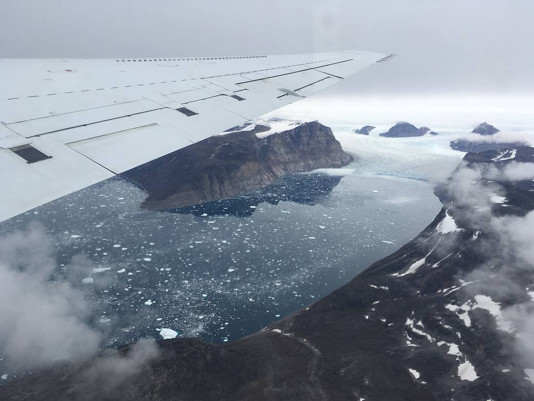 NASA’s DC-8 on approach to Kangerlussuaq Airport in Greenland.