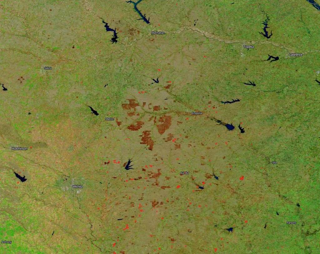 NASA Spots Kansas Springtime Burning of the Prairie Grasses