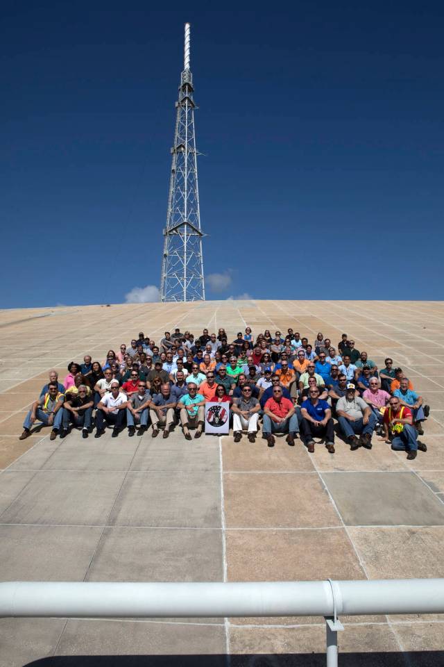 Launch Complex 39B current and past NASA and contractor workers gathered at pad B to mark the 50th anniversary of the launch complex at NASA's Kennedy Space Center in Florida.