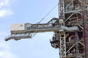 Crews with Exploration Ground Systems at the NASA's Kennedy Space Center in Florida recently tested the Crew Access Arm on the mobile launcher being prepared to support the agency’s Orion spacecraft and Space Launch System rocket.