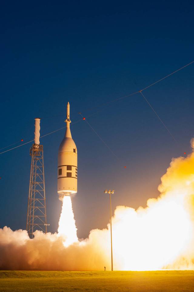 A fully functional Launch Abort System (LAS) with a test version of Orion attached, launches on July 2, 2019, at 7 a.m. EDT, from Launch Pad 46 at Cape Canaveral Air Force Station in Florida. 