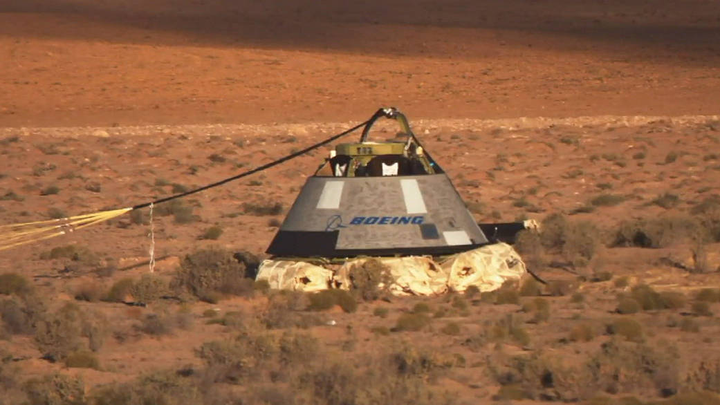 Boeing’s CST-100 Starliner lands in the New Mexico desert in the company’s Pad Abort Test for NASA’s Commercial Crew Program. 