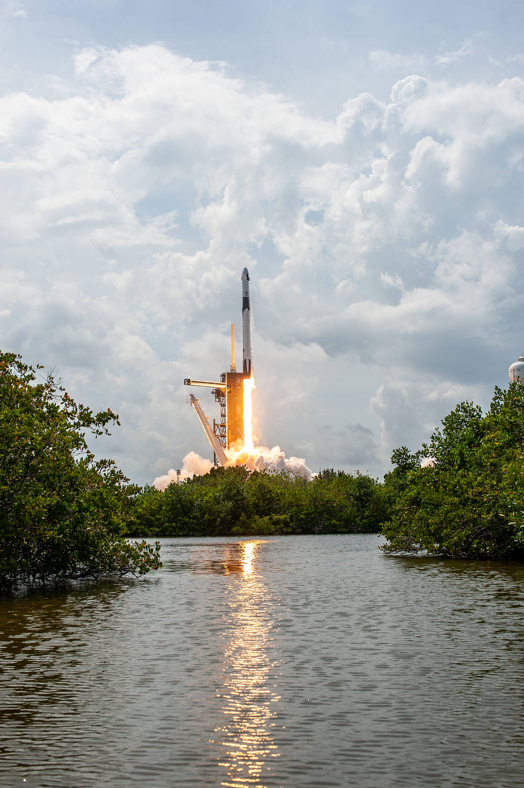 A SpaceX Falcon 9 rocket and Crew Dragon spacecraft lifts off from Launch Complex 39A at NASA’s Kennedy Space Center in Florida on May 30, 2020.