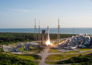 A United Launch Alliance Atlas V 541 rocket lifts off from Space Launch Complex 41 at Cape Canaveral Air Force Station in Florida on July 30, 2020, at 7:50 a.m. EDT, carrying NASA’s Mars Perseverance rover and Ingenuity helicopter.
